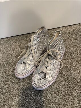 Balera Silver Sequin Dance Sneakers High Top Women’s Size 8